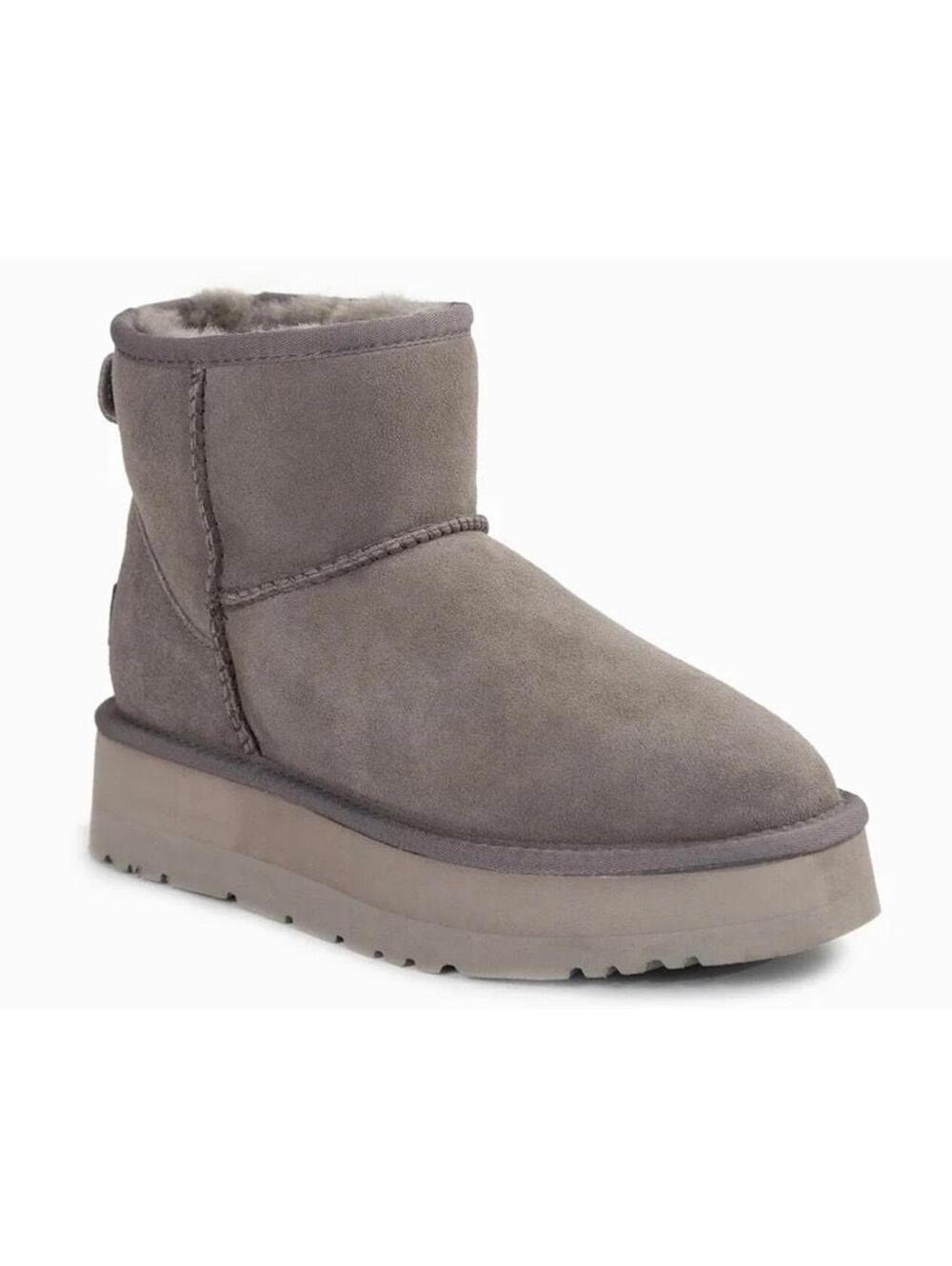 NWOT UGG Classic Mini Platform Smoke Plume Grey Short Boots size 10